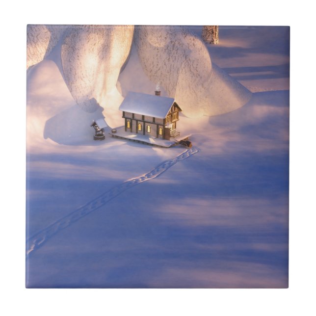 Carreau Petite maison dans le carrelage décoratif de neige (Devant)