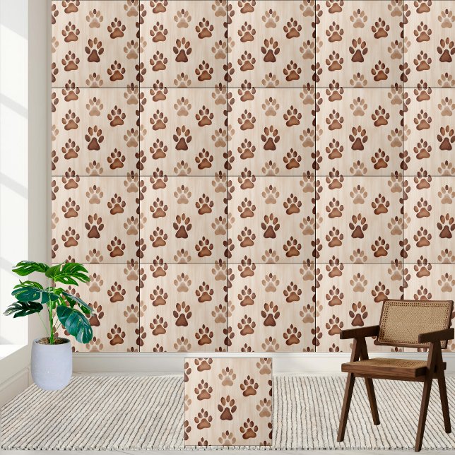 Carreau Petite mosaïque Empreinte de patte (Little Paw Print Tile)