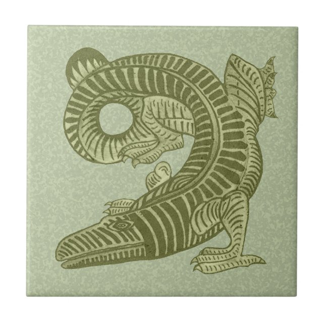 Carreau Petite tuile céramique de l'alligator de De Morgan (Devant)