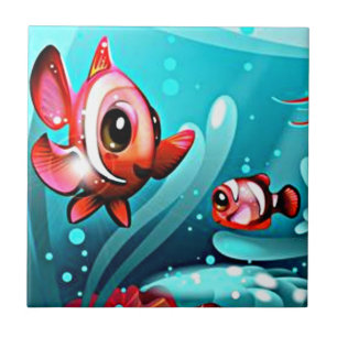Carreau Petite tuile de poissons de grands poissons