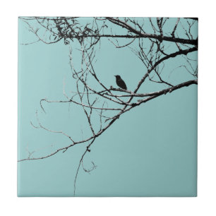 Carreau Petite tuile d'oiseaux noirs