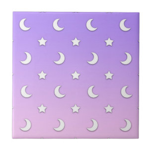Carreau Petits motifs d'étoiles et de lunes blanches