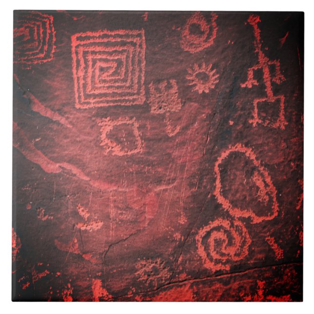 Carreau Petroglyphes Hopi Cave Écrits Art Carrelage en cér (Devant)