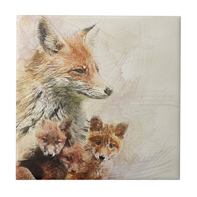 Carreau Peu de famille de Fox rouge (Devant)