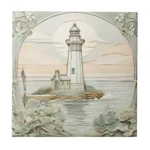 Carreau Phare Art Nouveau Faux Relief Pastel Mint