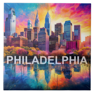 Carreau Philadelphie Abstraite Skyline Art Modern City