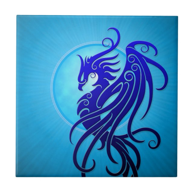 Carreau Phoenix tribal bleu (Devant)