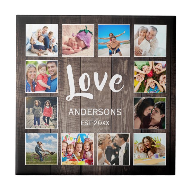 Carreau Photo de Custom Collage Rustic Farmhouse Love Fami (Devant)
