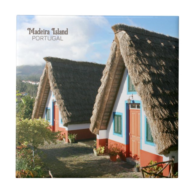 Carreau Photo de l'île de Madère avec Maisons Typiques, Po (Devant)