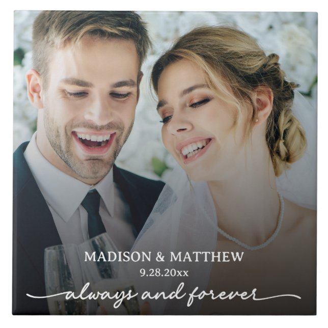 Carreau Photo de mariage personnalisée toujours et toujour (Devant)