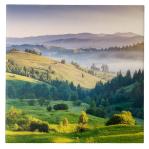 Carreau Photo de paysage naturel de collines ondoyantes