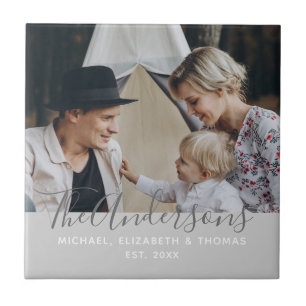 Carreau Photo personnalisée avec nom de famille et année d