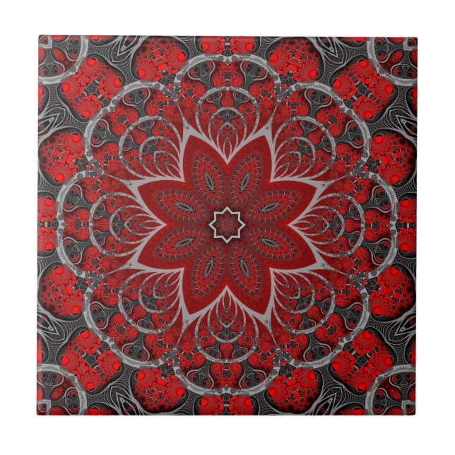 Carreau Photographie décorative de la floraison rouge noir (Devant)