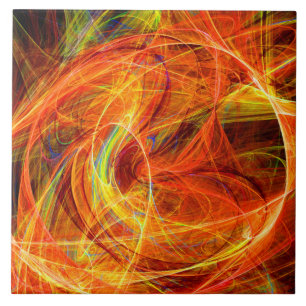 Carreau PHOTON CRAZY Abstrait Jaune Orange Fractal Fils