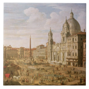 Carreau Piazza Navona, Rome, semblant du sud vers Palazzo