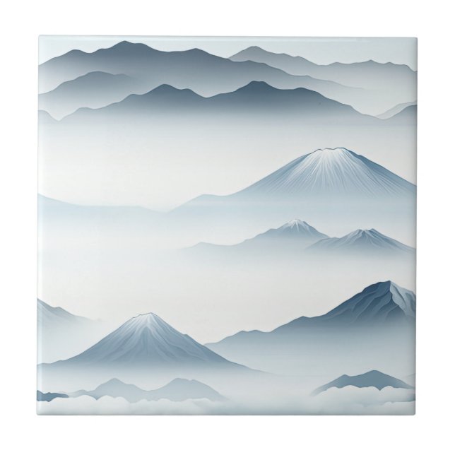Carreau Pics embrumés – Paysage de montagne à l'aquarelle  (Devant)