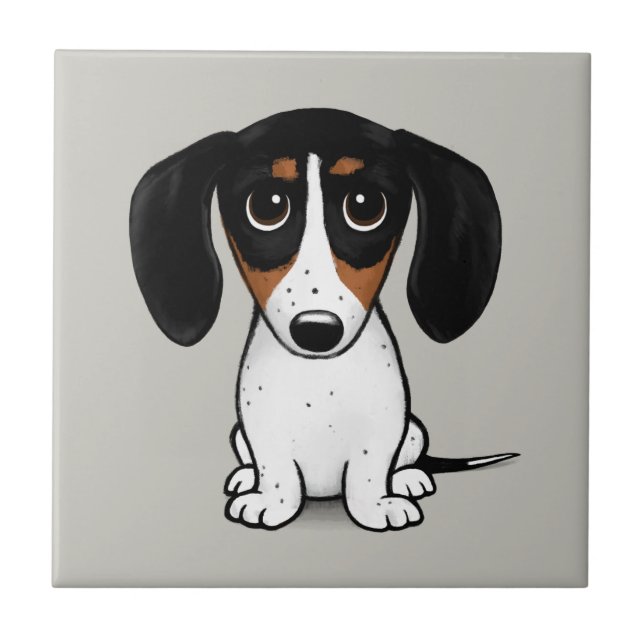 Carreau Piebald Dachshund| Carrelage en céramique de chien (Devant)
