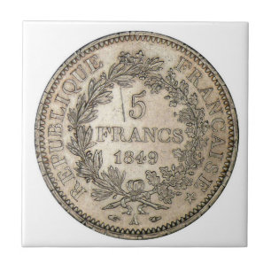 CARREAU PIÈCE DE MONNAIE 1849 DE 5 FRANCS