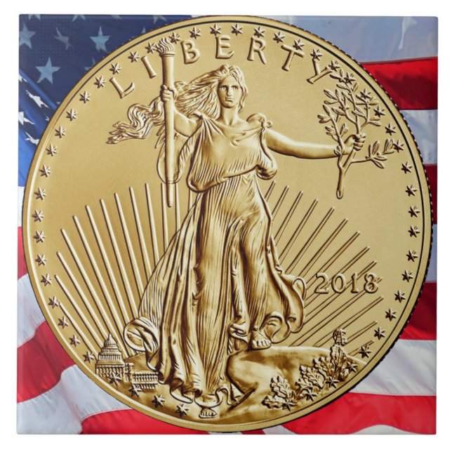 CARREAU PIÈCE DE MONNAIE DE LIBERTÉ D'OR (Devant)