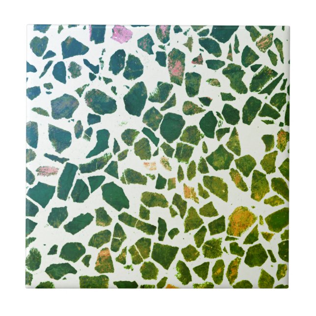 Carreau Pierre de marbre verte Abstraite moderne Terrazzo (Devant)