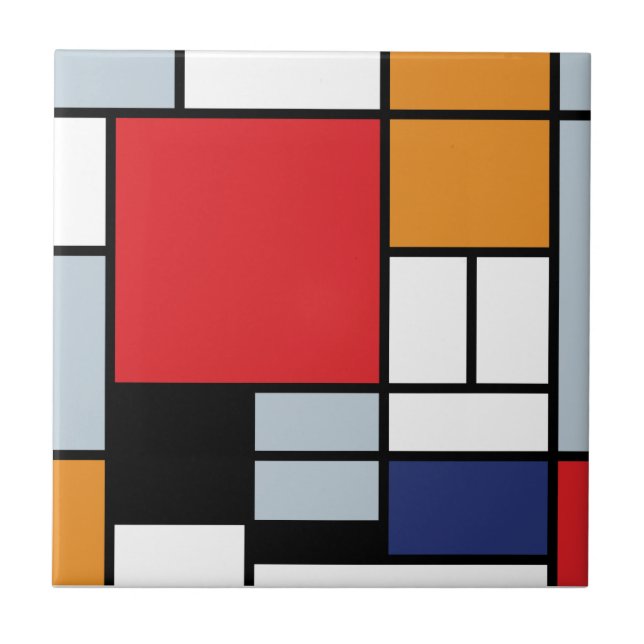 Carreau Piet Mondrian - Composition avec grand plan rouge (Devant)
