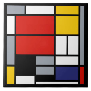Carreau Piet Mondrian, composition avec grand plan rouge