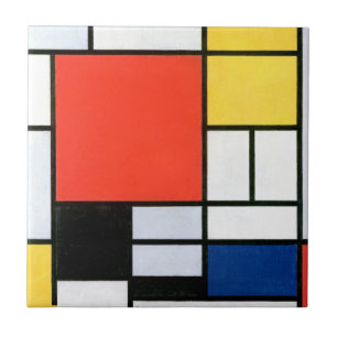 Carreau Piet Mondrie Composition Rouge Jaune Bleu Noir