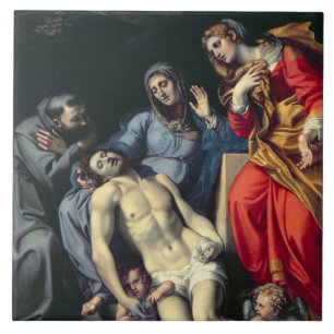 Carreau Pieta avec St Francis et St Mary Magdalene, c.1