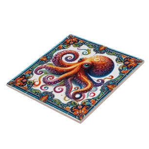 Carreau Pieuvre Vibrante Art Carrelage Représentant La Vie