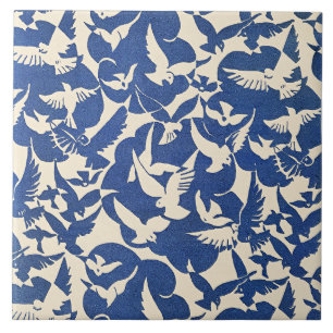 Carreau Pigeons en blanc et bleu
