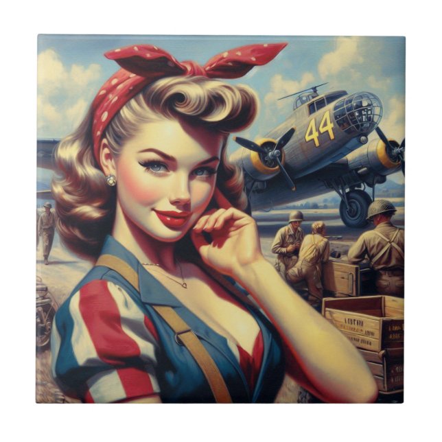 Carreau Pin d'avion vintage vers le haut (Devant)