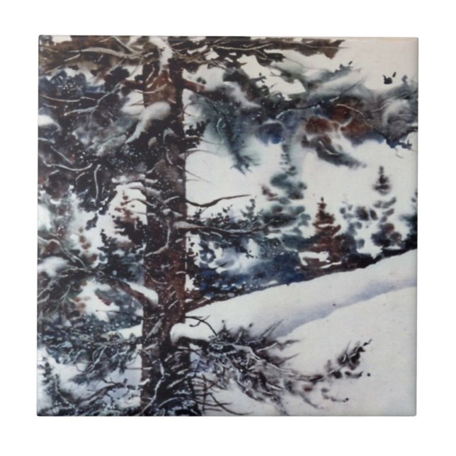 Carreau Pin d'hiver et dérive de neige paysage Carrelage (Devant)