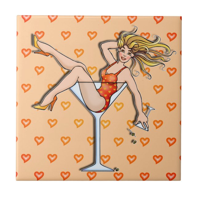 Carreau Pin-UP Girl Dans Un Carrelage Dessous de verre Mar (Devant)