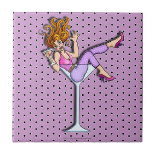 Carreau Pin-Up Girl Dans Un Carrelage Dessous de verre Mar