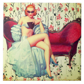 Carreau pin vintage fille rétro sud belle rousse