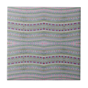 Carreau Pink and Green Pretty Hearts Motif