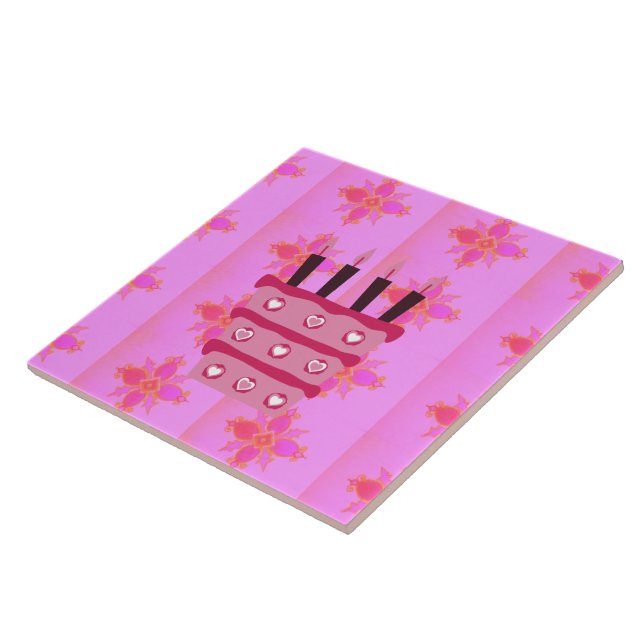 Carreau Pink Bird Cake Art Imprimer (Côté)