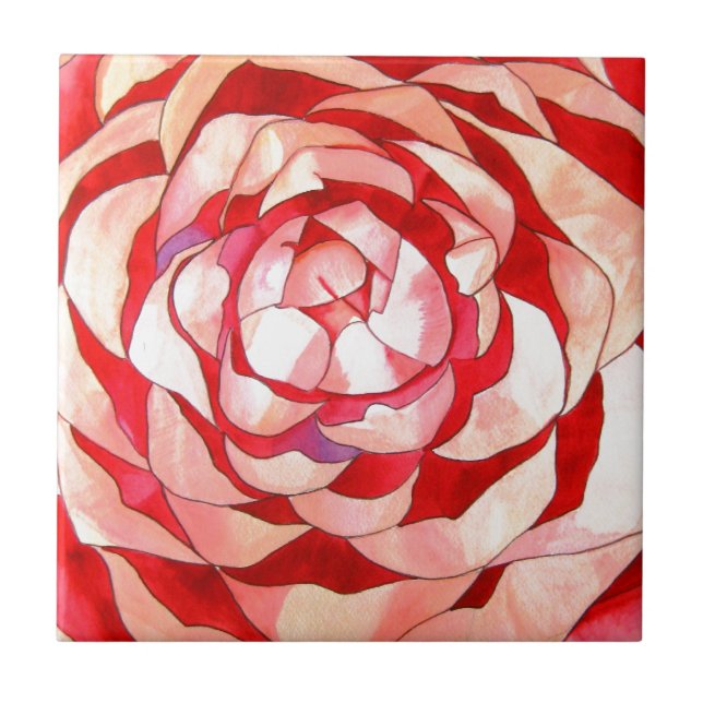Carreau Pink Camellia abstract art painting original (Devant)