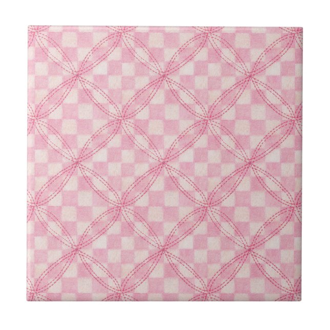 Carreau PINK CHECK QUILT 4,25" Carrelage en céramique (Devant)