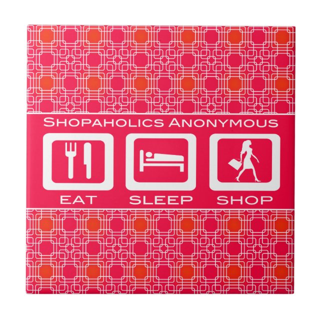 Carreau Pink Funny Shopaholic Eat Sleep Shop Award (Devant)
