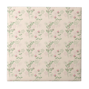 Carreau Pink Green Retro Y2K les années 70 Fleur Motif