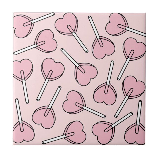 Carreau Pink Lollipops, Heart Lollipops, Lollipop Pattern (Devant)
