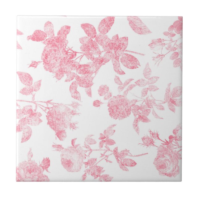 Carreau Pink Rose Floral Print Backsplaster (Devant)