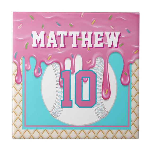 Carreau Pink & Turquoise Baseball Drip (Devant)