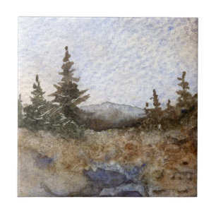 Carreau Pins et montagnes paysage de tuiles.