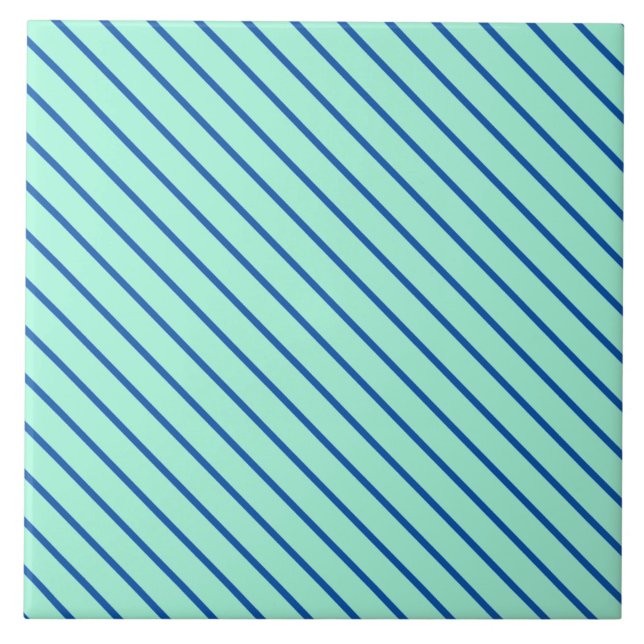 Carreau Pinstripes diagonales - aqua et marine (Devant)