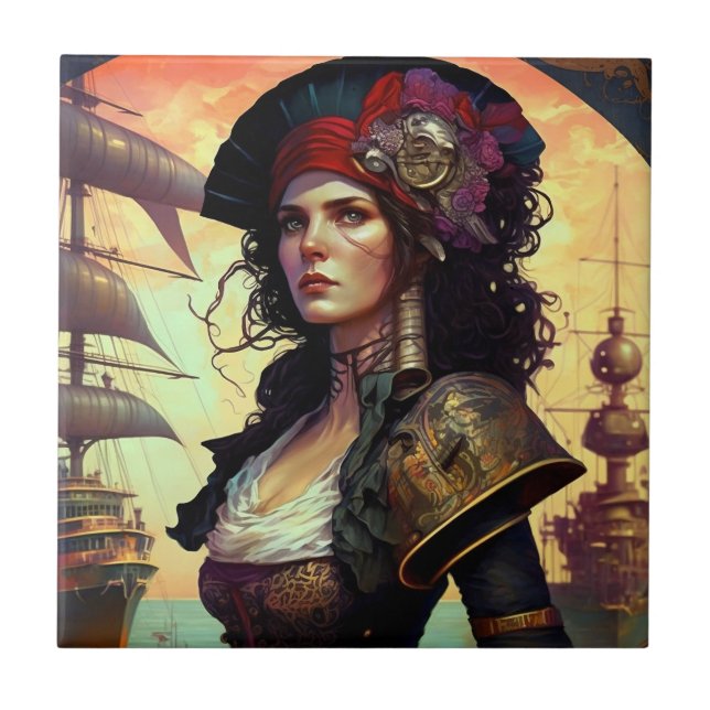 Carreau Pirate Woman Imaginaire Art (Devant)