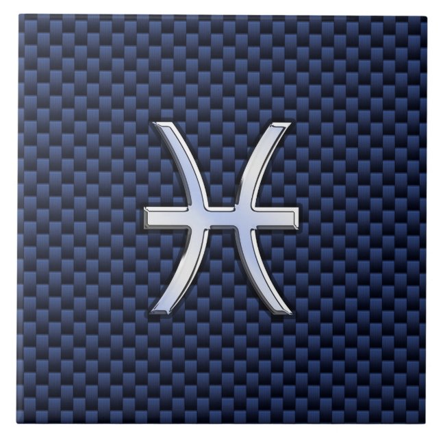 Carreau Pisces Zodiac on Blue Carbon Fiber (Devant)
