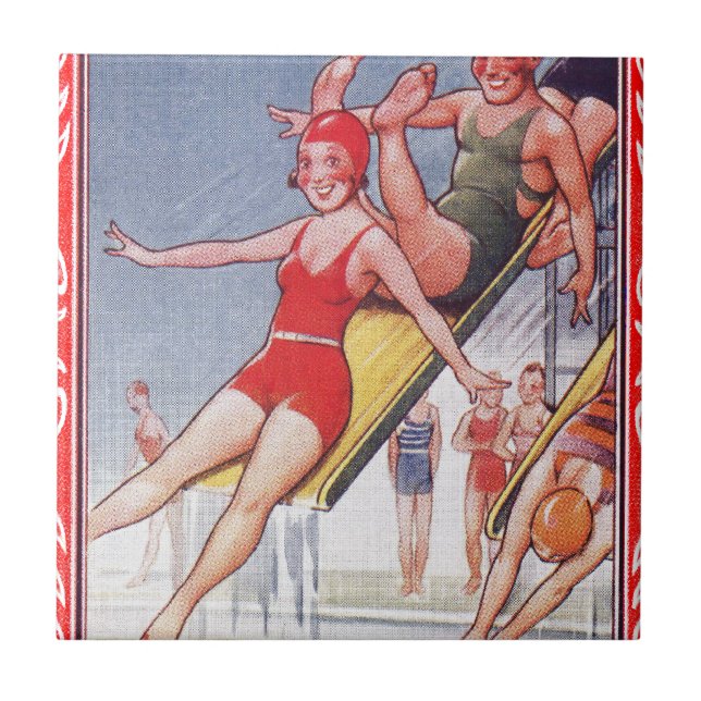 Carreau Piscine Fête Nage Vintage Été (Devant)