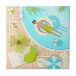 Carreau Piscine mec sur la plage tropicale estivale vacanc